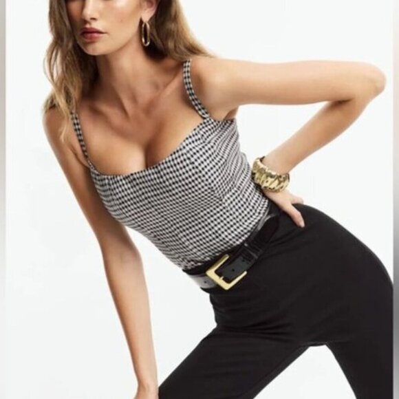 NEW Reformation Hattie Linen Top in Black and White Remy Check | size US 0 - Picture 2 of 13